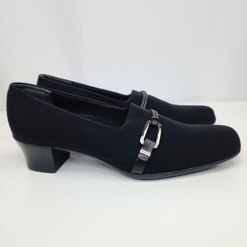 Munro Women's Black Cindi Stretch Fabric Heels Size 9
